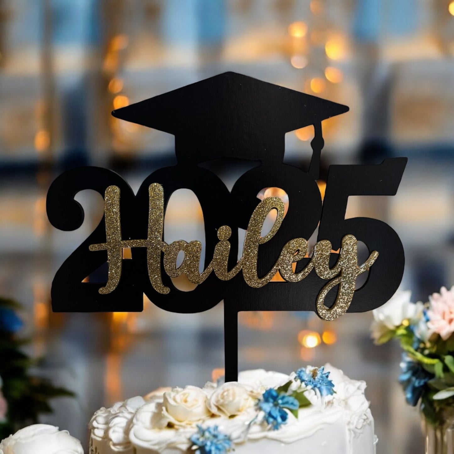 Personalized raduation Cake Topper – Elegant & Festive Decoration