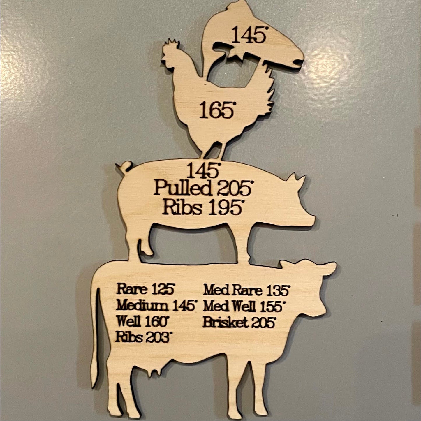 Cow, Pig, Chicken, Fish Meat Temperature Magnet