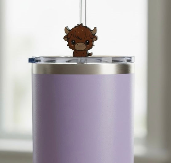 Highland Cow Straw Topper